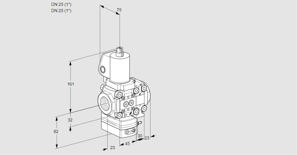 Регулятор соотношения газ/воздух 1:1  с эл.магнитным клапаном VAG 1T25N/25N05GAVQSL/PP/PP