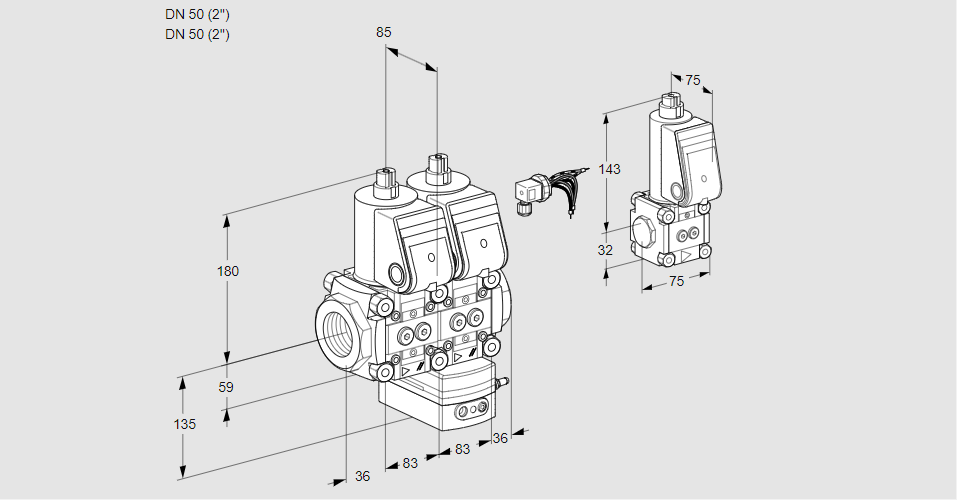 Регулятор давления с двумя эл.магнитными клапанами VCD 3E50R/50R05ND-100WR/PPPP/PPZS