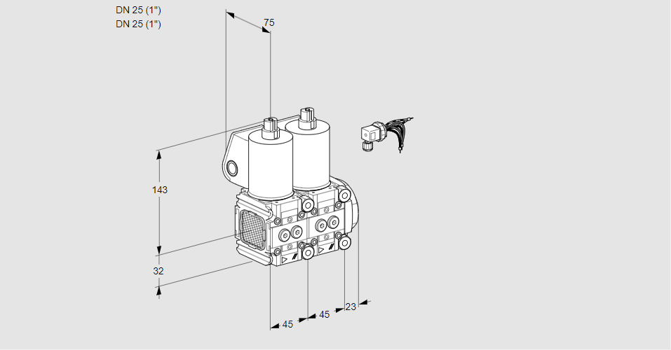 Клапан эл.магнитный сдвоенный VCS 1E25R/25R05FNNWL/PPPP/PPPP