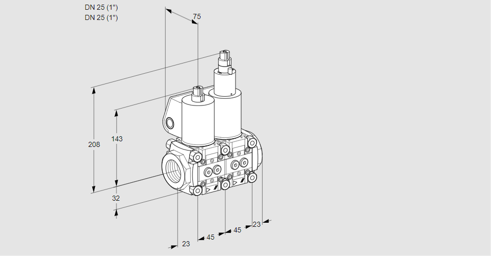 Клапан эл.магнитный сдвоенный VCS 1E25R/25R05NLWL/PPPP/PPPP