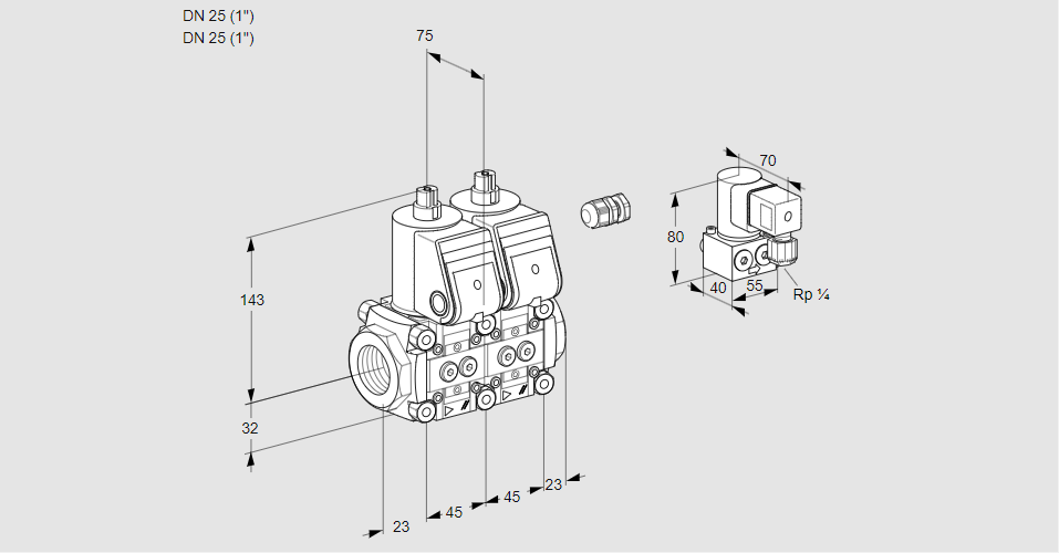 Клапан эл.магнитный сдвоенный VCS 1E25R/25R05NNWR/PPPP/PPZY