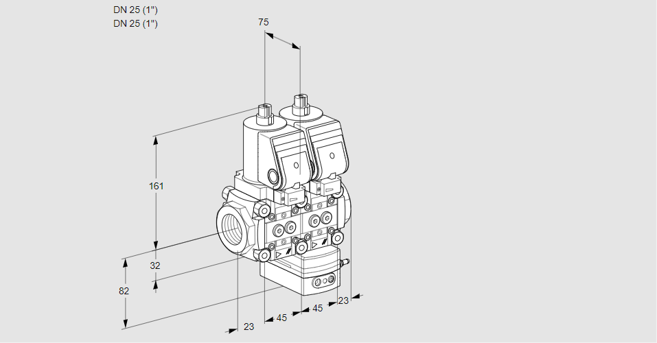 Регулятор давления с двумя эл.магнитными клапанами VCD 1T25N/25N05ND-25QSR/PPPP/PPPP
