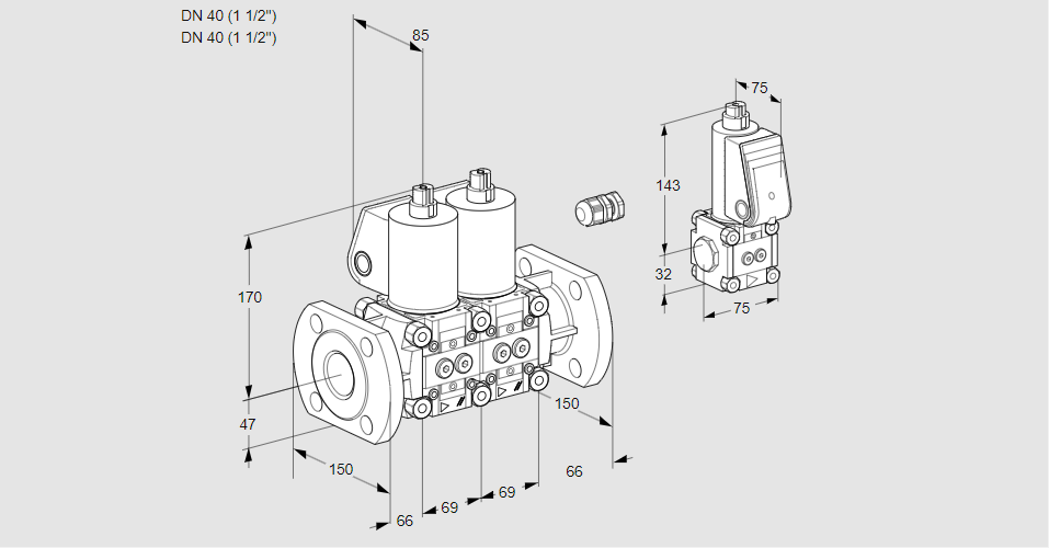 Клапан эл.магнитный сдвоенный VCS 2E40F/40F05NNWL/ZSPP/PPPP