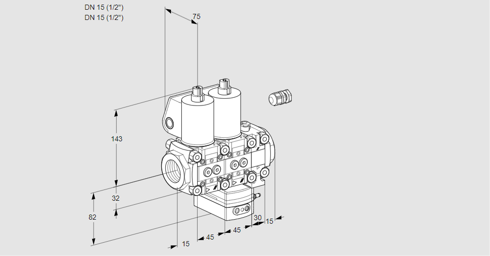 Регулятор давления с двумя эл.магнитными клапанами VCD 1E15R/15R05ND-100VWL/PPPP/PPPP