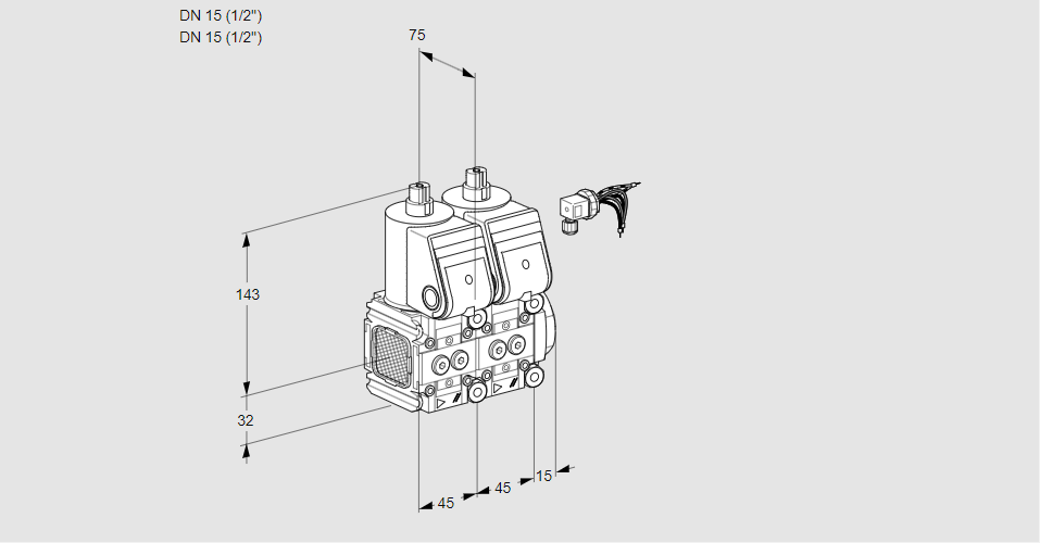 Клапан эл.магнитный сдвоенный VCS 1E15R/15R05FNNWR/PPPP/PPPP
