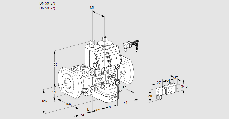 Регулятор соотношения газ/воздух с двумя эл.магнитными клапанами VCV 3E50F/50F05FNVKWR/2-PP/-2PP