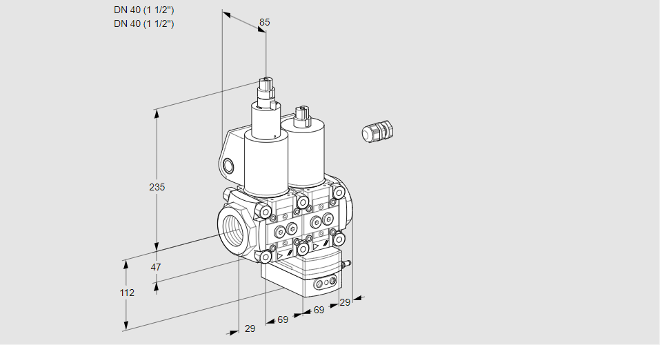 Регулятор давления с двумя эл.магнитными клапанами VCD 2E40R/40R05LD-50WL/PPPP/PPPP