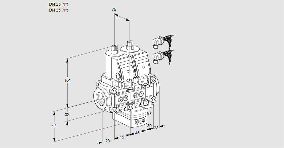 Регулятор соотношения газ/воздух с двумя эл.магнитными клапанами VCG 1E25R/25R05NGEVQSR8/PPPP/PPPP