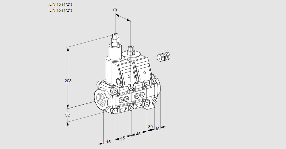 Клапан эл.магнитный сдвоенный VCS 1E15R/15R05LNVWR/PPPP/PPPP