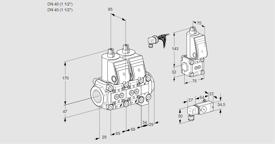 Клапан эл.магнитный сдвоенный VCS 2E40R/40R05NNVWR/-5PP/ZSPP