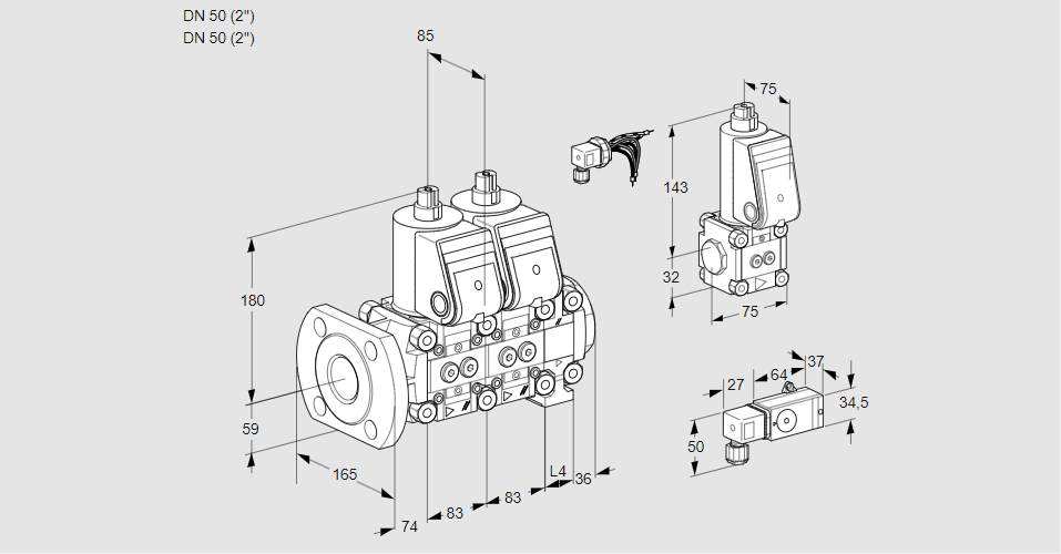 Клапан эл.магнитный сдвоенный VCS 3E50F/50R05NNVWR/-5PP/ZSPP
