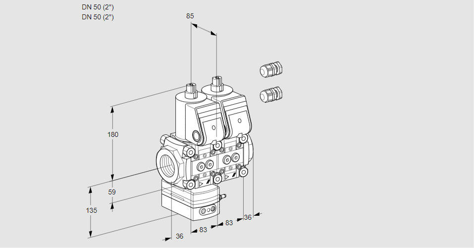 Регулятор давления с двумя эл.магнитными клапанами VCD 3E50R/50R05D-100NWR3/PPPP/PPPP