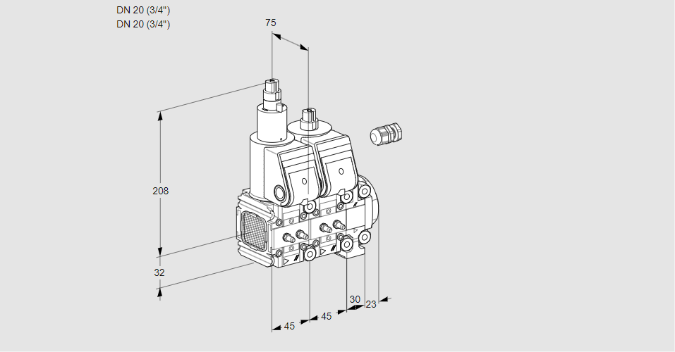 Клапан эл.магнитный сдвоенный VCS 1E20R/20R05FLNVWR/MMMM/PPPP