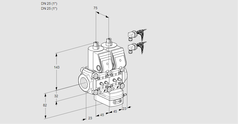 Регулятор давления с двумя эл.магнитными клапанами VCD 1E25R/25R05ND-25KR6/MMMM/PPPP