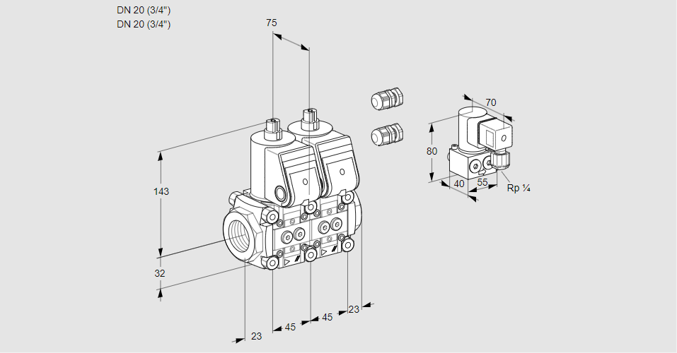 Клапан эл.магнитный сдвоенный VCS 1E20R/20R05NNWR3/PPPP/PPZY