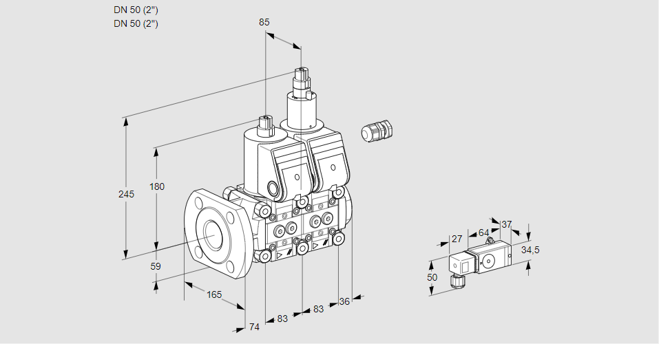 Клапан эл.магнитный сдвоенный VCS 3E50F/50R05NLWR/PP2-/PPPP