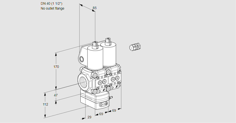 Регулятор соотношения газ/воздух с двумя эл.магнитными клапанами VCG 2E40R/--05GENKL/PPPP/PPPP