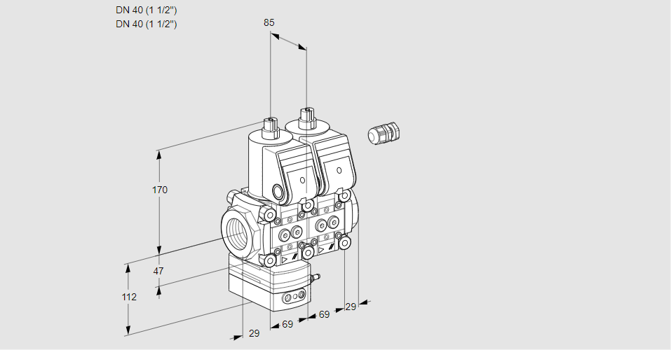 Регулятор давления с двумя эл.магнитными клапанами VCD 2E40R/40R05D-100NWR/PPPP/PPPP