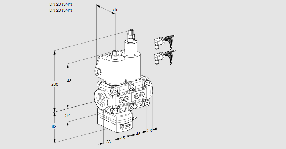 Регулятор давления с двумя эл.магнитными клапанами VCD 1E20R/20R05D-100LWL6/PPPP/MMPP