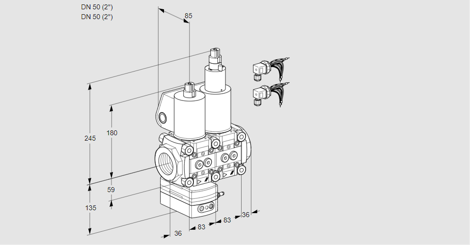 Регулятор давления с двумя эл.магнитными клапанами VCD 3E50R/50R05D-100LWL6/PPPP/PPPP