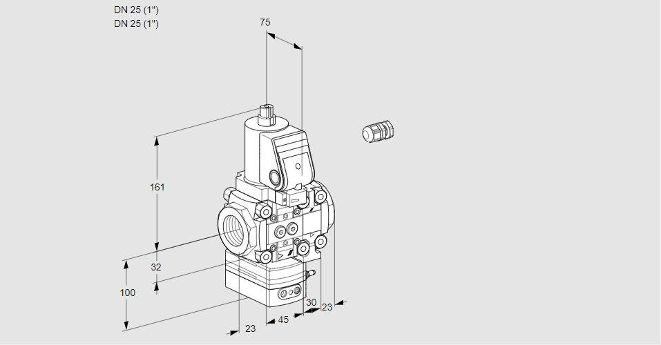 Регулятор расхода газа с эл.магнитным клапаном VAH 1E25R/25R05HEVWGR/PP/PP