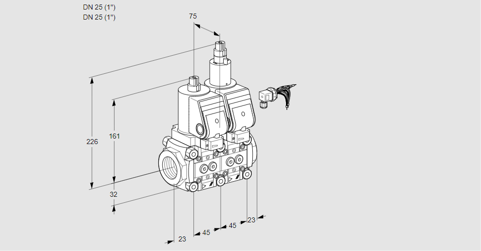 Клапан эл.магнитный сдвоенный VCS 1E25R/25R05NLWGR3/PPPP/PPPP