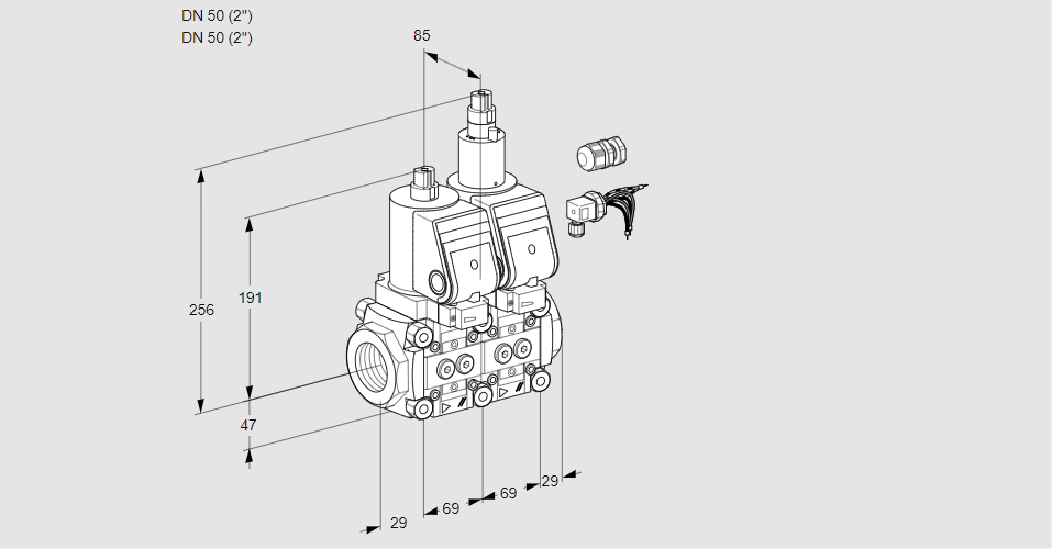 Клапан эл.магнитный сдвоенный VCS 2E50R/50R05NLWGR8/PPPP/PPPP