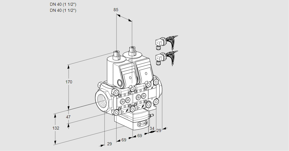 Регулятор расхода с двумя эл.магнитными клапанами VCH 2E40R/40R05NHEVQR6/PPPP/PPPP