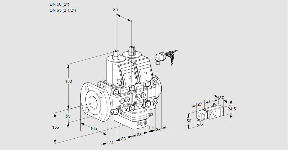 Регулятор расхода с двумя эл.магнитными клапанами VCH 3E50F/65R05NHEVWR/PPPP/-3PP