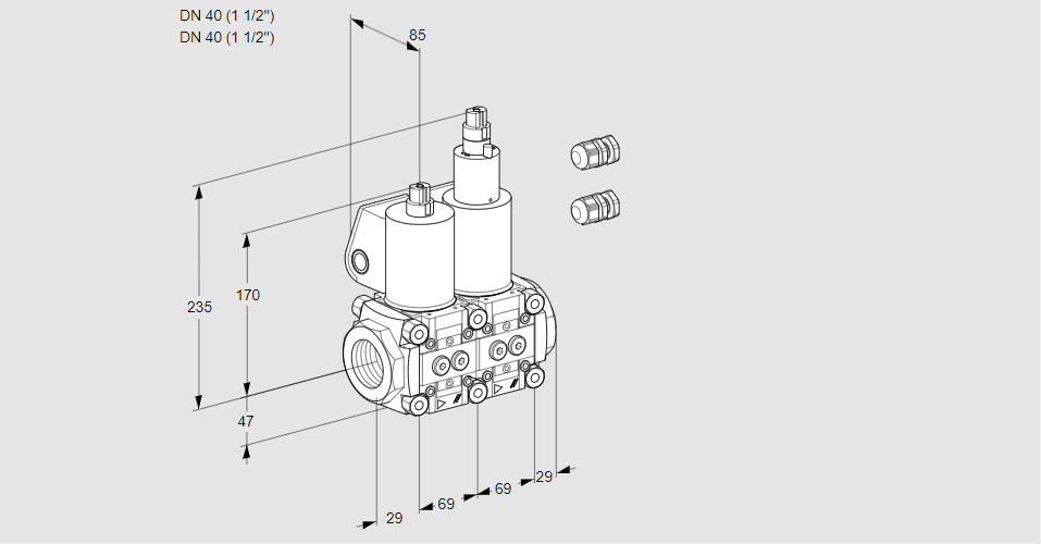 Клапан эл.магнитный сдвоенный VCS 2E40R/40R05NLKL3/PPPP/PPPP