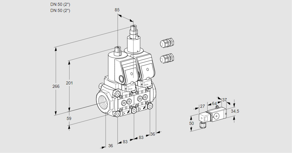 Клапан эл.магнитный сдвоенный VCS 3E50R/50R05NLWSR3/-3PP/PPPP