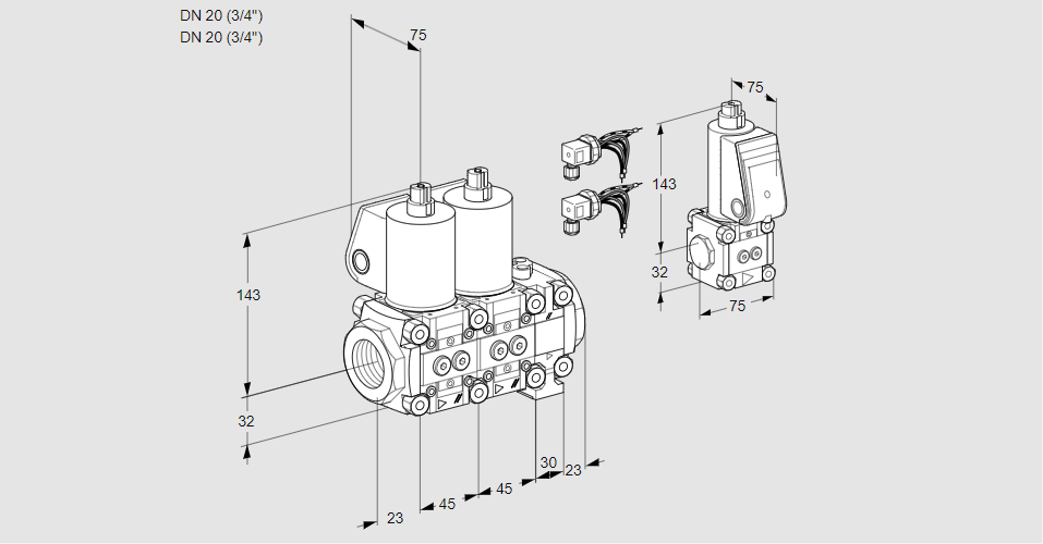 Клапан эл.магнитный сдвоенный VCS 1E20R/20R05NNVWL6/ZSPP/PPPP