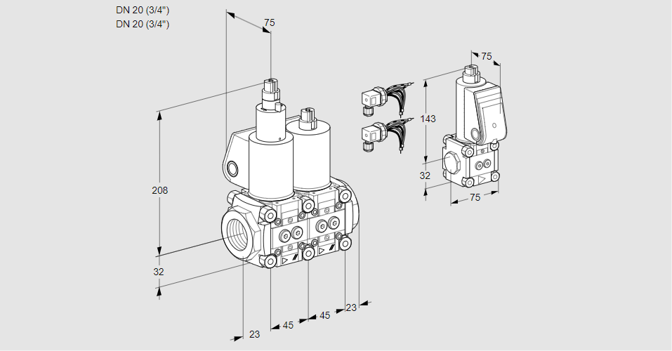 Клапан эл.магнитный сдвоенный VCS 1E20R/20R05LNWL6/PPZS/PPPP