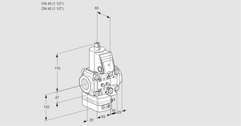 Регулятор расхода газа с эл.магнитным клапаном VAH 2T40N/40N05HAVWR/MM/PP