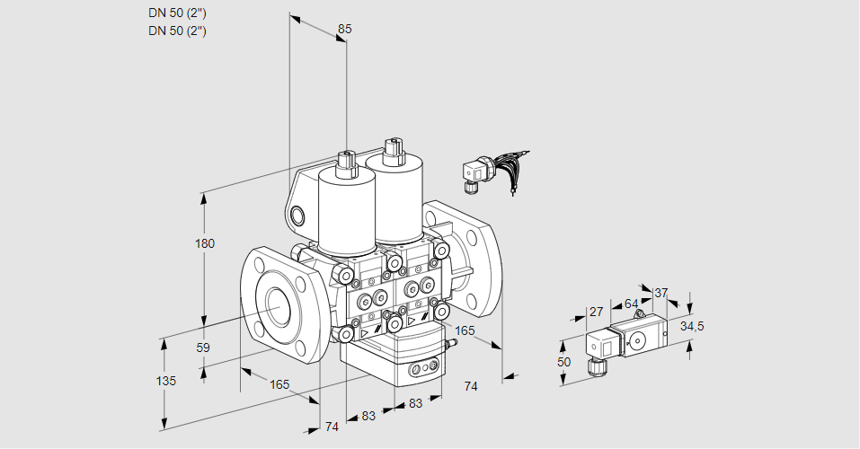 Регулятор давления с двумя эл.магнитными клапанами VCD 3E50F/50F05ND-25WL/PPPP/2-PP