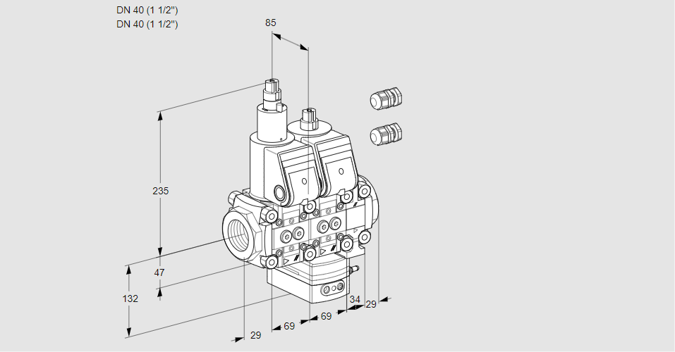 Регулятор расхода с двумя эл.магнитными клапанами VCH 2E40R/40R05LHEVWR3/PPPP/PPPP
