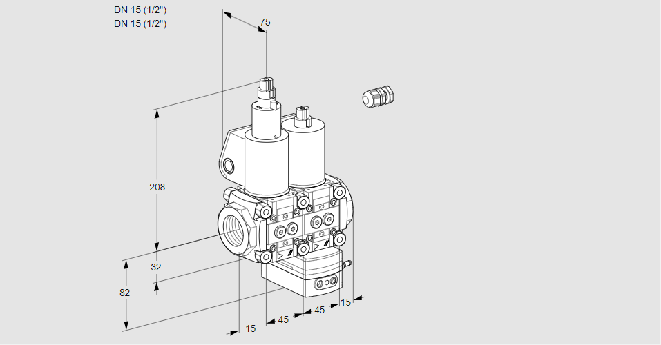 Регулятор давления с двумя эл.магнитными клапанами VCD 1E15R/15R05LD-25WL/PPPP/PPPP