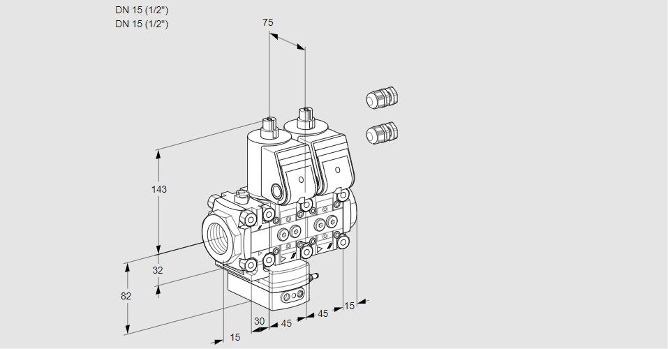 Регулятор давления с двумя эл.магнитными клапанами VCD 1E15R/15R05FD-25NWR3/PPPP/PPPP
