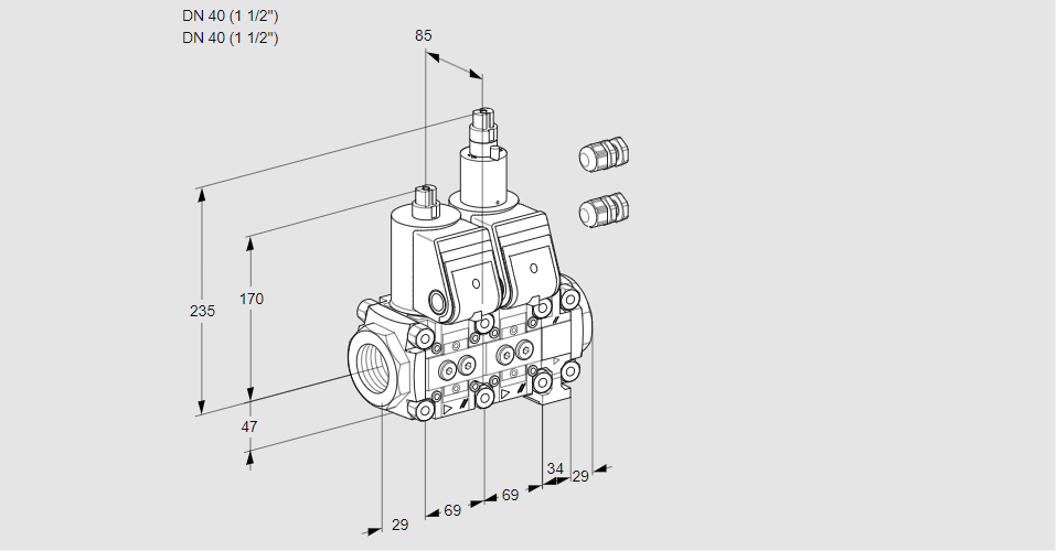 Клапан эл.магнитный сдвоенный VCS 2E40R/40R05NLVWR3/PPPP/PPPP