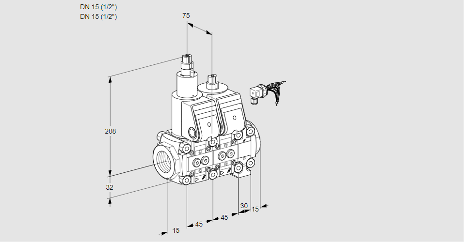 Клапан эл.магнитный сдвоенный VCS 1E15R/15R05LNVWR/PPPP/PPPP