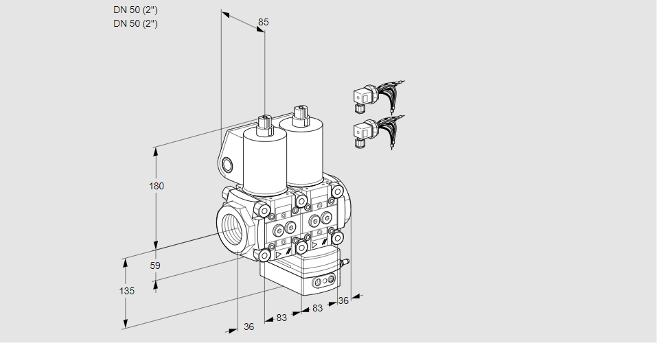Регулятор соотношения газ/воздух с двумя эл.магнитными клапанами VCG 3E50R/50R05NGKWL6/MMPP/PPPP