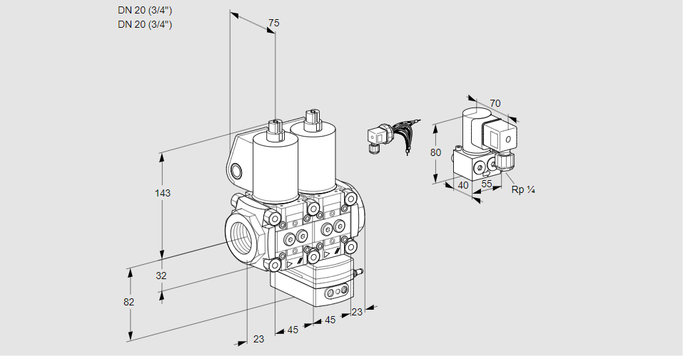 Регулятор давления с двумя эл.магнитными клапанами VCD 1E20R/20R05ND-25WL/PPZY/PPPP