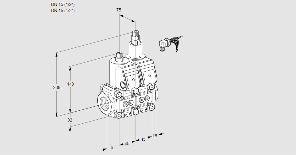 Клапан эл.магнитный сдвоенный VCS 1E15R/15R05NLKR/PPPP/PPPP