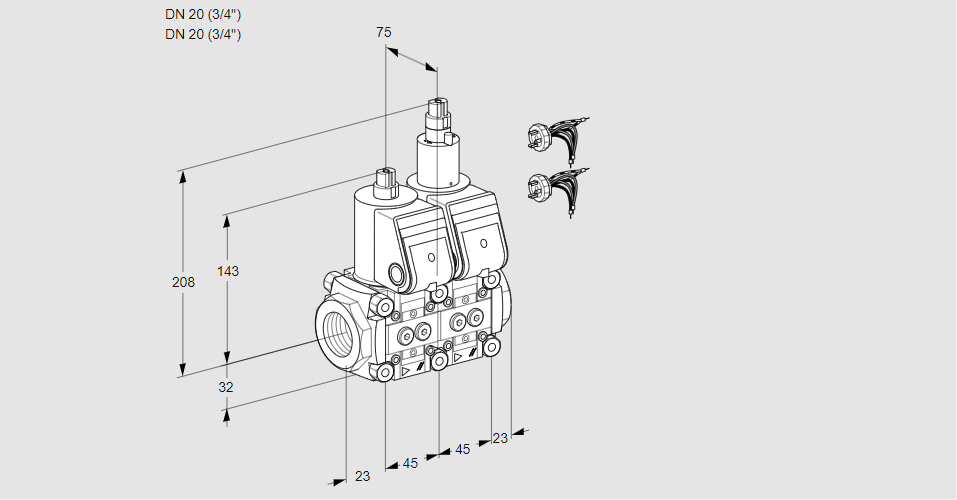 Клапан эл.магнитный сдвоенный VCS 1E20R/20R05NLWR5/PPPP/PPPP