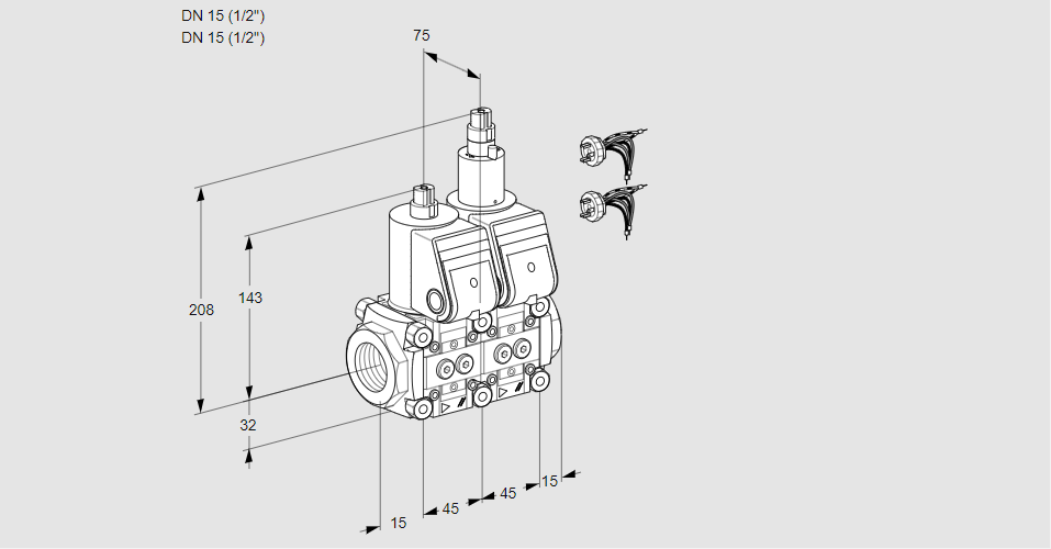 Клапан эл.магнитный сдвоенный VCS 1E15R/15R05NLWR5/PPPP/PPPP