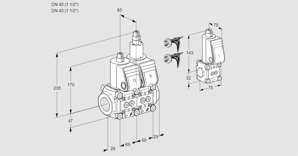 Клапан эл.магнитный сдвоенный VCS 2E40R/40R05NLWR5/PPPP/PPBS