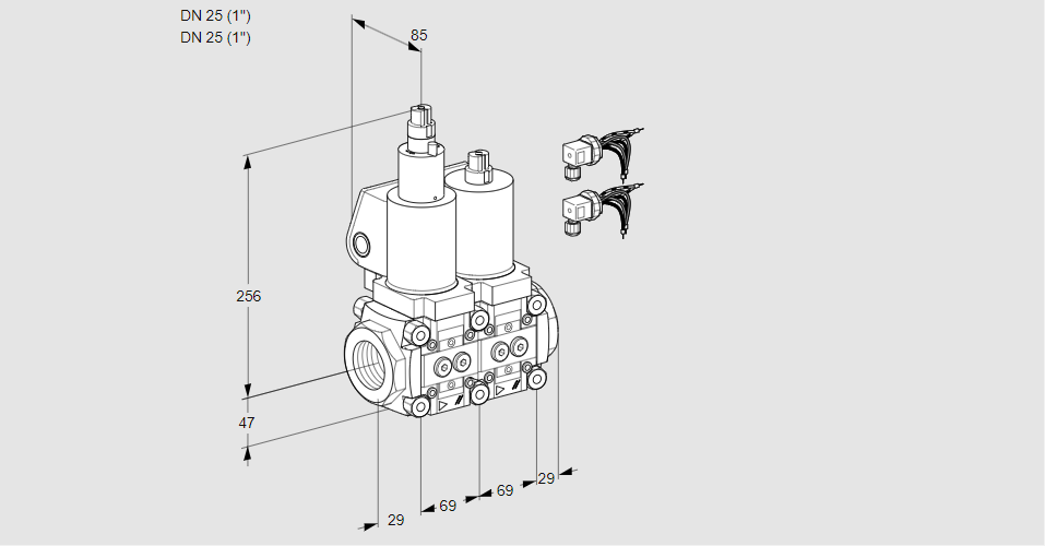 Клапан эл.магнитный сдвоенный VCS 2E25R/25R05LNWGL8/PPPP/PPPP