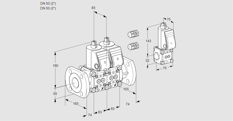 Клапан эл.магнитный сдвоенный VCS 3E50F/50F05NNWR3/PPPP/PPZS