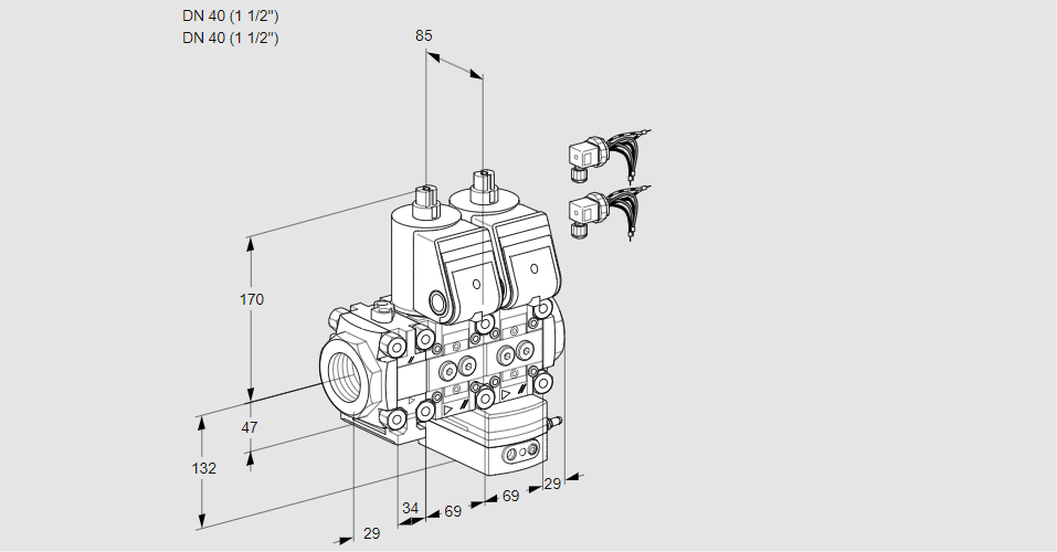 Регулятор расхода с двумя эл.магнитными клапанами VCH 2E40R/40R05FNHEQR6/PPPP/PPPP