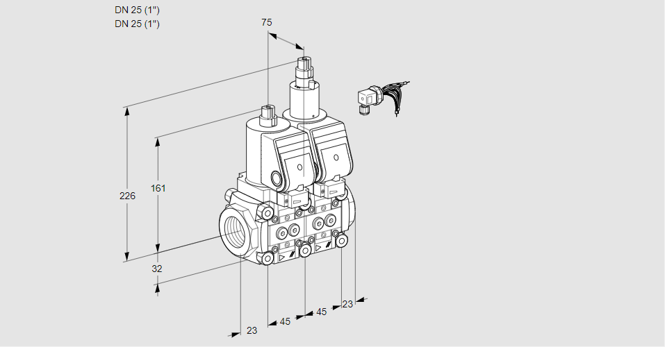 Клапан эл.магнитный сдвоенный VCS 1E25R/25R05NLWSR/PPPP/PPPP